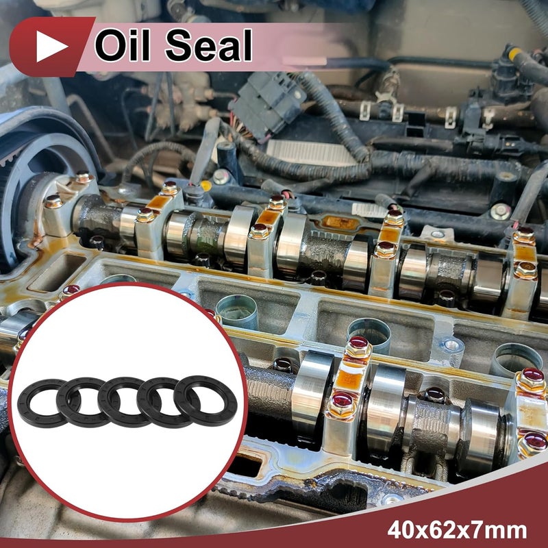 HEROFFIX 5 Pcs Rotary Shaft Seal High Pressure Oil Seal 40x62x7mm Black Nitrile 70 Durometer Rubber - Image 2